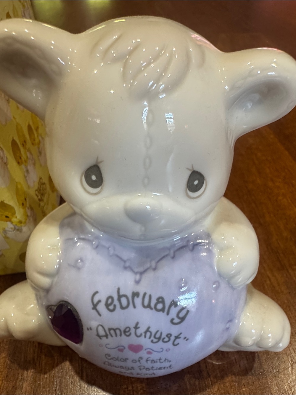 Vintage Precious Moments February Amethyst Birthstone Bear “Piggy” Bank w/ box - Picture 3 of 8